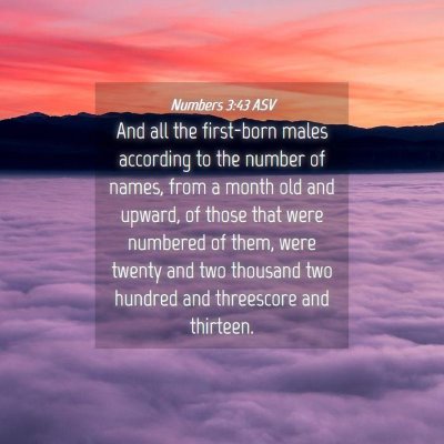 Picture 04 - Numbers 3:43 ASV - And all the first-born males according to the - Bible Verse Picture