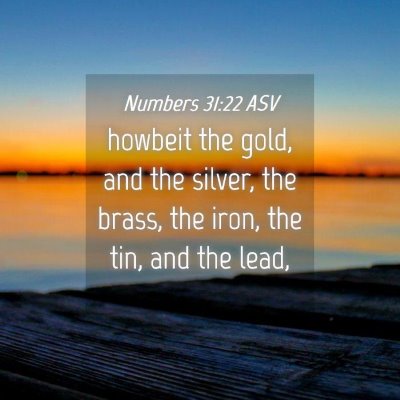Picture 04 - Numbers 31:22 ASV - howbeit the gold, and the silver, the brass, the - Bible Verse Picture