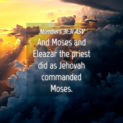 Picture 04 - Numbers 31:31 ASV - And Moses and Eleazar the priest did as Jehovah - Bible Verse Picture