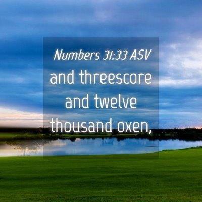 Picture 04 - Numbers 31:33 ASV - and threescore and twelve thousand - Bible Verse Picture