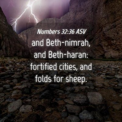 Picture 04 - Numbers 32:36 ASV - and Beth-nimrah, and Beth-haran: fortified - Bible Verse Picture