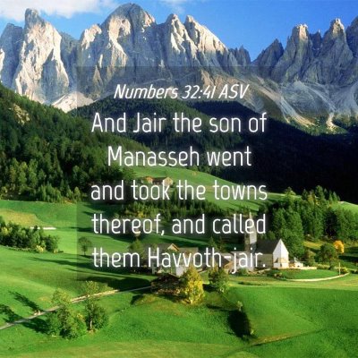 Picture 04 - Numbers 32:41 ASV - And Jair the son of Manasseh went and took the - Bible Verse Picture
