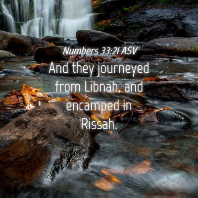 Picture 04 - Numbers 33:21 ASV - And they journeyed from Libnah, and encamped in - Bible Verse Picture