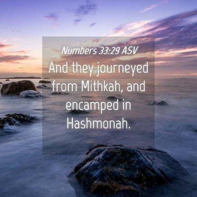 Picture 04 - Numbers 33:29 ASV - And they journeyed from Mithkah, and encamped in - Bible Verse Picture