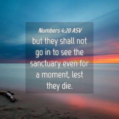 Picture 04 - Numbers 4:20 ASV - but they shall not go in to see the sanctuary - Bible Verse Picture