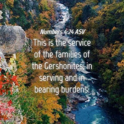 Picture 04 - Numbers 4:24 ASV - This is the service of the families of the - Bible Verse Picture