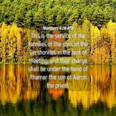 Picture 04 - Numbers 4:28 ASV - This is the service of the families of the sons - Bible Verse Picture