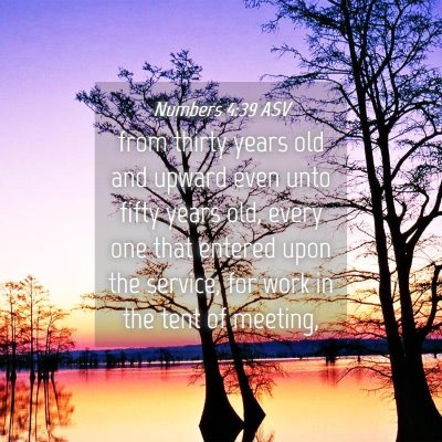 Picture 04 - Numbers 4:39 ASV - from thirty years old and upward even unto fifty - Bible Verse Picture