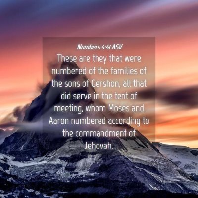 Picture 04 - Numbers 4:41 ASV - These are they that were numbered of the families - Bible Verse Picture