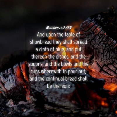 Picture 04 - Numbers 4:7 ASV - And upon the table of showbread they shall spread - Bible Verse Picture