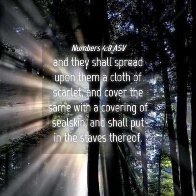 Picture 04 - Numbers 4:8 ASV - and they shall spread upon them a cloth of - Bible Verse Picture