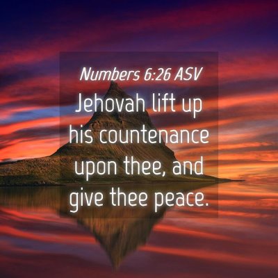 Picture 04 - Numbers 6:26 ASV - Jehovah lift up his countenance upon thee, and - Bible Verse Picture