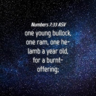 Picture 04 - Numbers 7:33 ASV - one young bullock, one ram, one he-lamb a year - Bible Verse Picture
