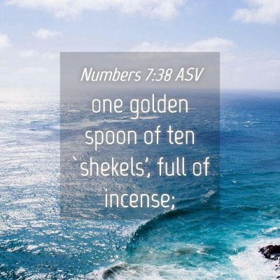 Picture 04 - Numbers 7:38 ASV - one golden spoon of ten `shekels', full of - Bible Verse Picture