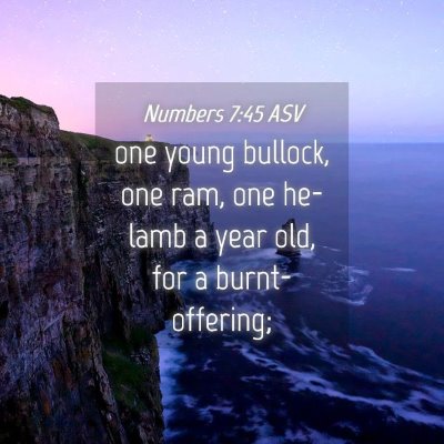 Picture 04 - Numbers 7:45 ASV - one young bullock, one ram, one he-lamb a year - Bible Verse Picture