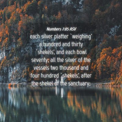 Picture 04 - Numbers 7:85 ASV - each silver platter `weighing' a hundred and - Bible Verse Picture