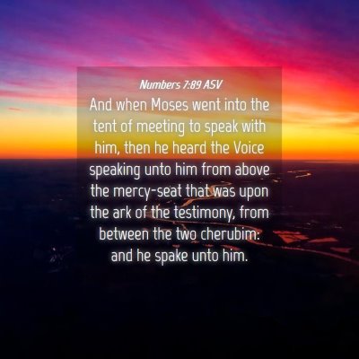 Picture 04 - Numbers 7:89 ASV - And when Moses went into the tent of meeting to - Bible Verse Picture