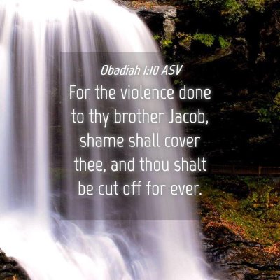 Picture 04 - Obadiah 1:10 ASV - For the violence done to thy brother Jacob, shame - Bible Verse Picture