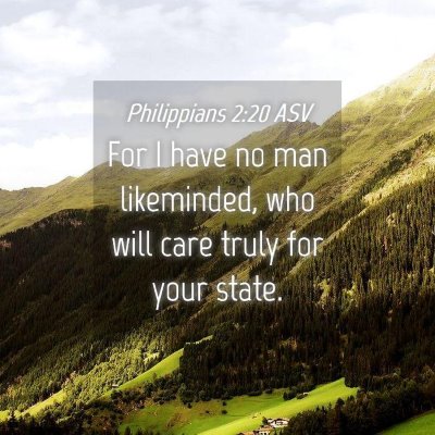 Picture 04 - Philippians 2:20 ASV - For I have no man likeminded, who will care truly - Bible Verse Picture