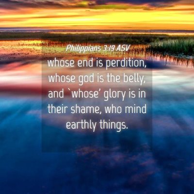 Picture 04 - Philippians 3:19 ASV - whose end is perdition, whose god is the belly, - Bible Verse Picture