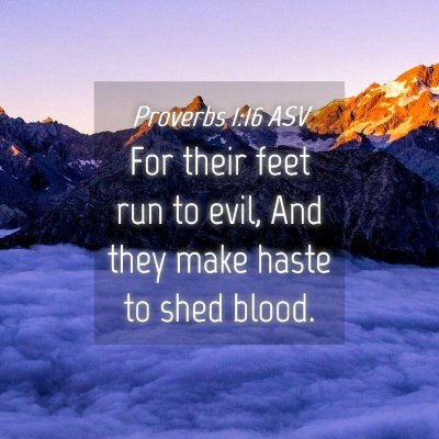 Picture 04 - Proverbs 1:16 ASV - For their feet run to evil, And they make haste - Bible Verse Picture