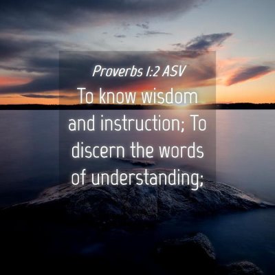 Picture 04 - Proverbs 1:2 ASV - To know wisdom and instruction; To discern the - Bible Verse Picture