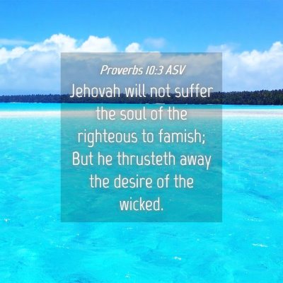 Picture 04 - Proverbs 10:3 ASV - Jehovah will not suffer the soul of the righteous - Bible Verse Picture