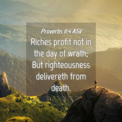 Picture 04 - Proverbs 11:4 ASV - Riches profit not in the day of wrath; But - Bible Verse Picture