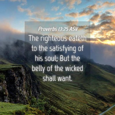 Picture 04 - Proverbs 13:25 ASV - The righteous eateth to the satisfying of his - Bible Verse Picture