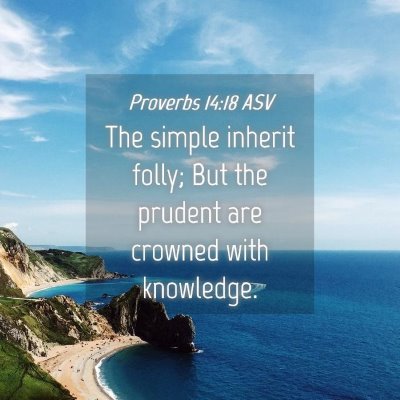 Picture 04 - Proverbs 14:18 ASV - The simple inherit folly; But the prudent are - Bible Verse Picture