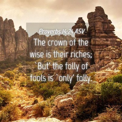 Picture 04 - Proverbs 14:24 ASV - The crown of the wise is their riches; `But' the - Bible Verse Picture