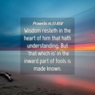 Picture 04 - Proverbs 14:33 ASV - Wisdom resteth in the heart of him that hath - Bible Verse Picture