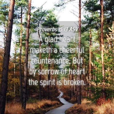 Picture 04 - Proverbs 15:13 ASV - A glad heart maketh a cheerful countenance; But - Bible Verse Picture
