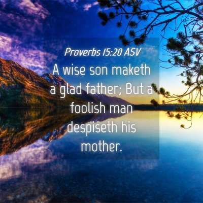 Picture 04 - Proverbs 15:20 ASV - A wise son maketh a glad father; But a foolish - Bible Verse Picture