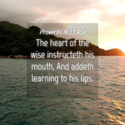 Picture 04 - Proverbs 16:23 ASV - The heart of the wise instructeth his mouth, And - Bible Verse Picture