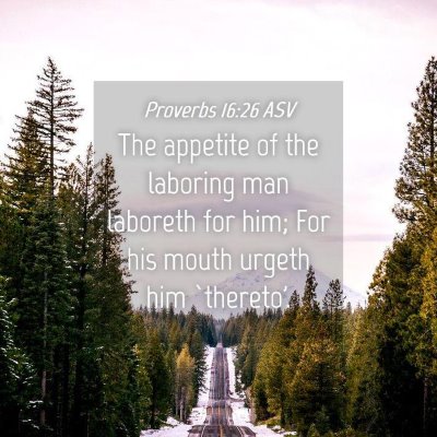 Picture 04 - Proverbs 16:26 ASV - The appetite of the laboring man laboreth for - Bible Verse Picture