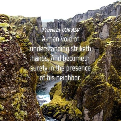 Picture 04 - Proverbs 17:18 ASV - A man void of understanding striketh hands, And - Bible Verse Picture