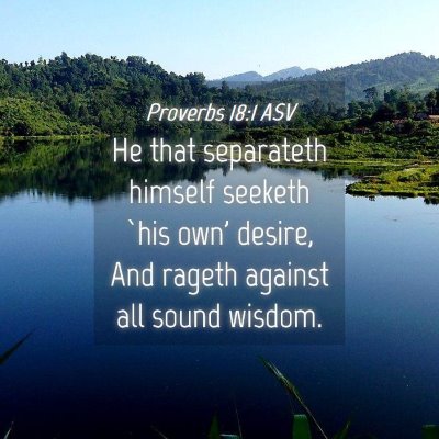 Picture 04 - Proverbs 18:1 ASV - He that separateth himself seeketh `his own' - Bible Verse Picture