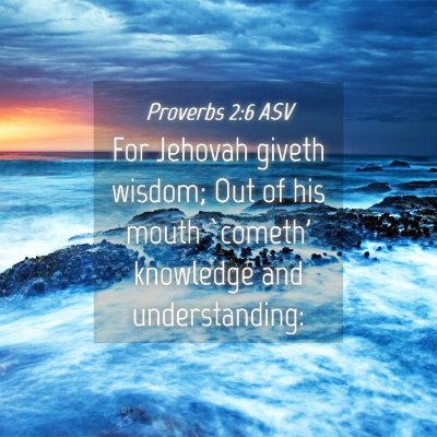 Picture 04 - Proverbs 2:6 ASV - For Jehovah giveth wisdom; Out of his mouth - Bible Verse Picture