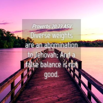 Picture 04 - Proverbs 20:23 ASV - Diverse weights are an abomination to Jehovah; - Bible Verse Picture