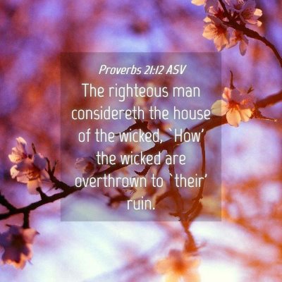Picture 04 - Proverbs 21:12 ASV - The righteous man considereth the house of the - Bible Verse Picture
