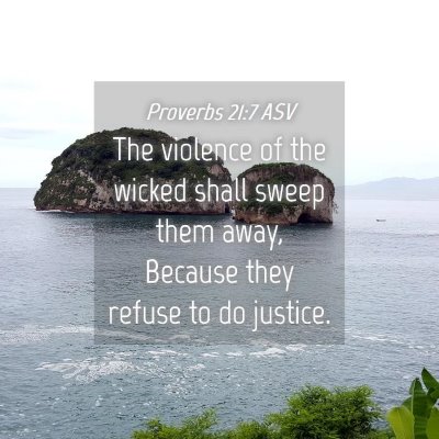 Picture 04 - Proverbs 21:7 ASV - The violence of the wicked shall sweep them away, - Bible Verse Picture