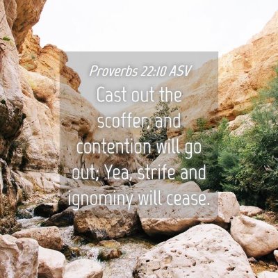 Picture 04 - Proverbs 22:10 ASV - Cast out the scoffer, and contention will go out; - Bible Verse Picture