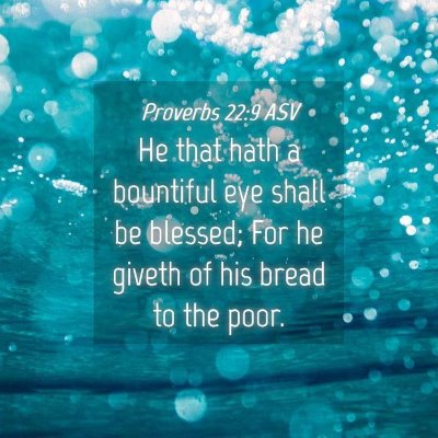 Picture 04 - Proverbs 22:9 ASV - He that hath a bountiful eye shall be blessed; - Bible Verse Picture