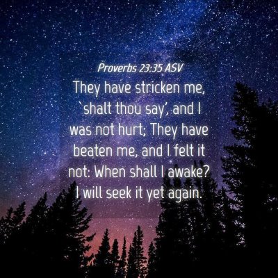 Picture 04 - Proverbs 23:35 ASV - They have stricken me, `shalt thou say', and I - Bible Verse Picture