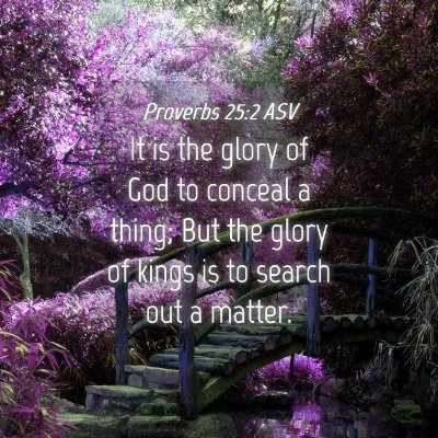 Picture 04 - Proverbs 25:2 ASV - It is the glory of God to conceal a thing; But - Bible Verse Picture
