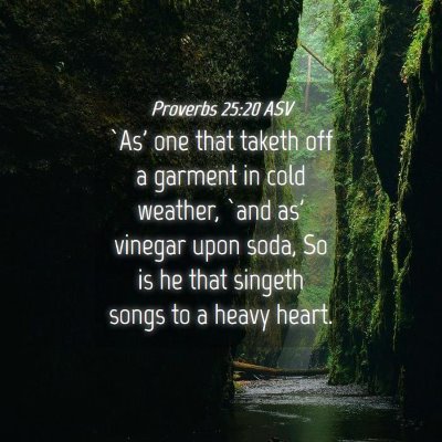 Picture 04 - Proverbs 25:20 ASV - `As' one that taketh off a garment in cold - Bible Verse Picture