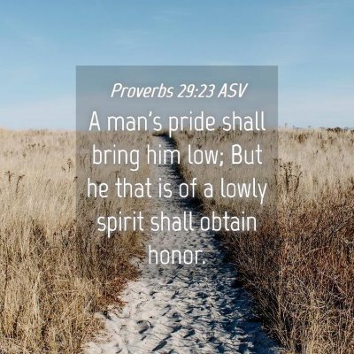 Picture 04 - Proverbs 29:23 ASV - A man's pride shall bring him low; But he that is - Bible Verse Picture