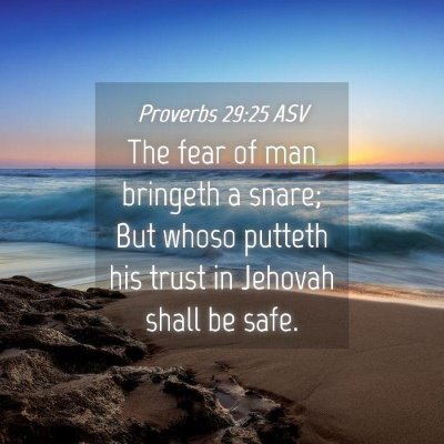 Picture 04 - Proverbs 29:25 ASV - The fear of man bringeth a snare; But whoso - Bible Verse Picture
