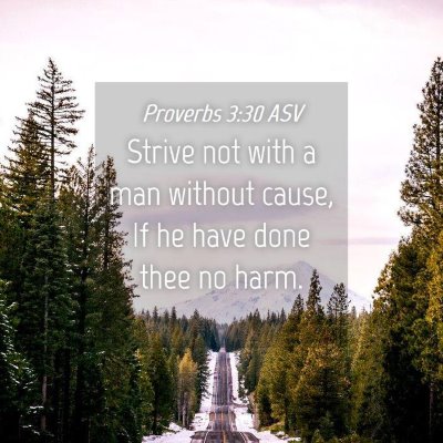 Picture 04 - Proverbs 3:30 ASV - Strive not with a man without cause, If he have - Bible Verse Picture